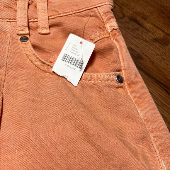 Pilcro Pleated Peach Orange Denim Mini Skirt Raw Hem Women’s Size 8 NWT - Picture 7 of 10